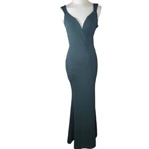 Lulus Alluring Temptation Emerald Backless Ruched Mermaid Maxi Gown Size S